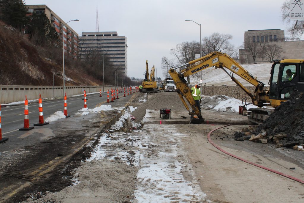 Construction activities near Pershing Rd