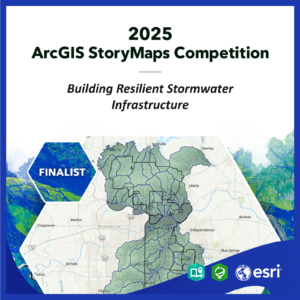 Grapic announcing KC Water's GIS story maps is a finalist for an award